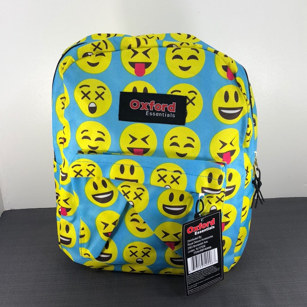 Oxford Essentials Child Backpack Emoji NWT Yellow Blue Light Weight School